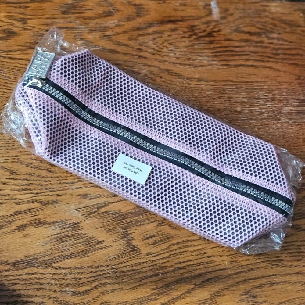 Laura Geller Black Pink Makeup Bag w/ Metal Zipper Pull